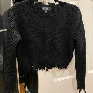 HERA Collection Black Knitted Cropped Sweater Size S